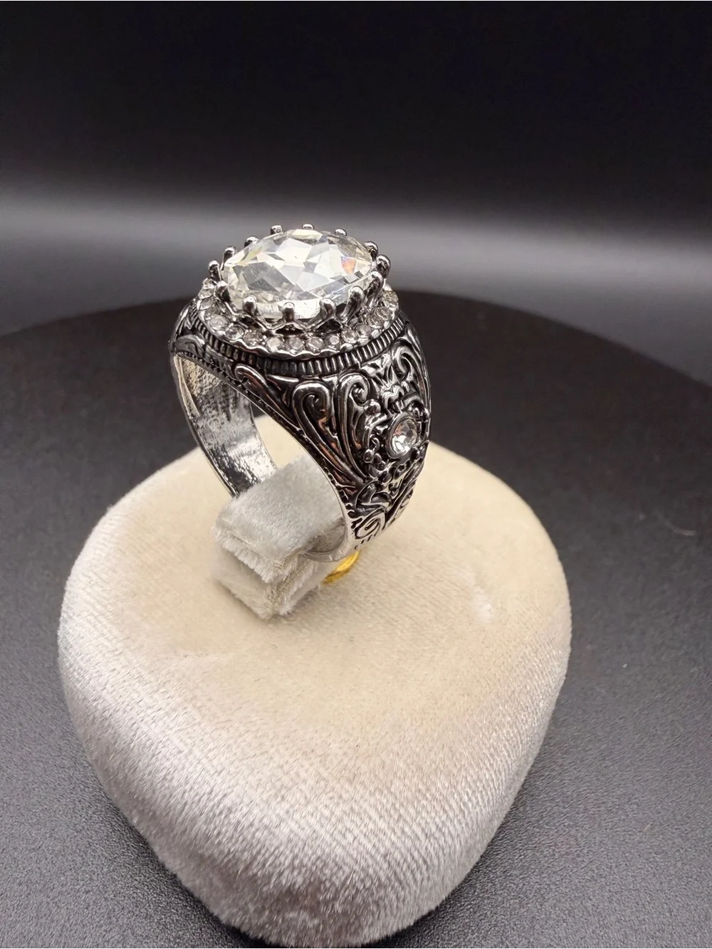 Men’s Vintage Baroque Statement Ring – Large CZ Stone